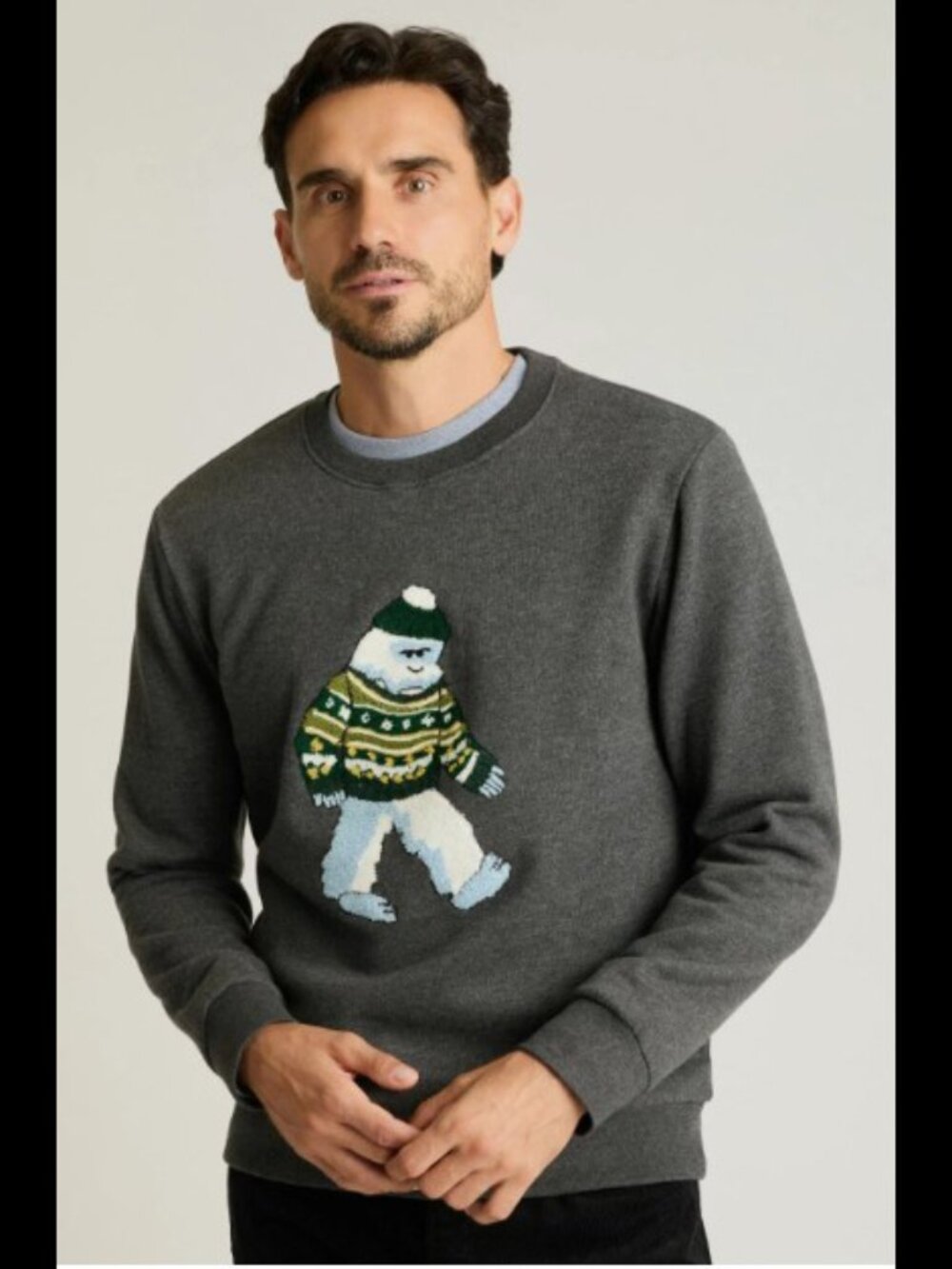 BONOBOS Critter Supersoft Fleece Crew Sweater Embroidered Long Sleeve M